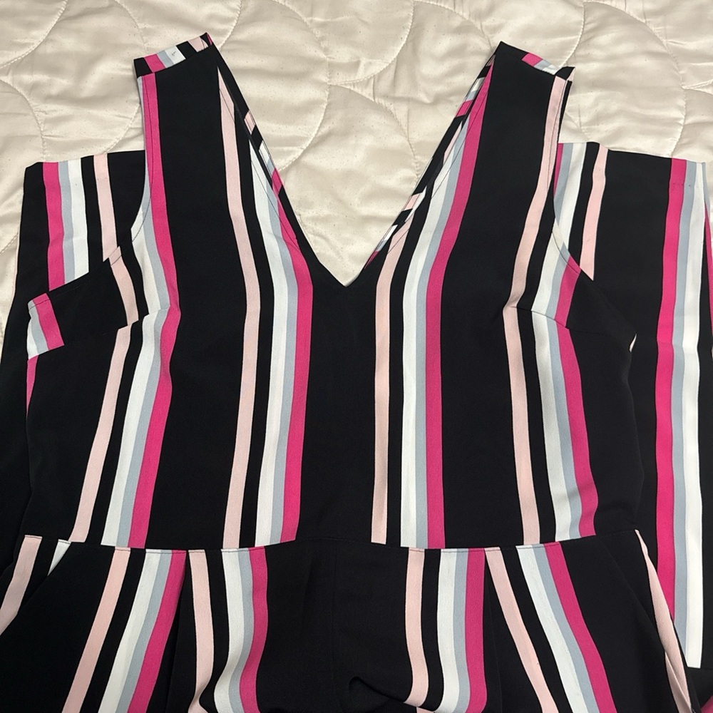 Express Striped V-Neck Jumpsuit